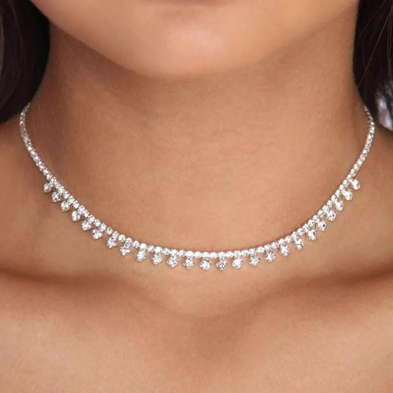 StoneFans Chunky Rhinestone Necklace Choker Wedding Jewelry 2019 Chocker Cute Simple Necklaces Crystal Delicate Bride Women - Fourdemall