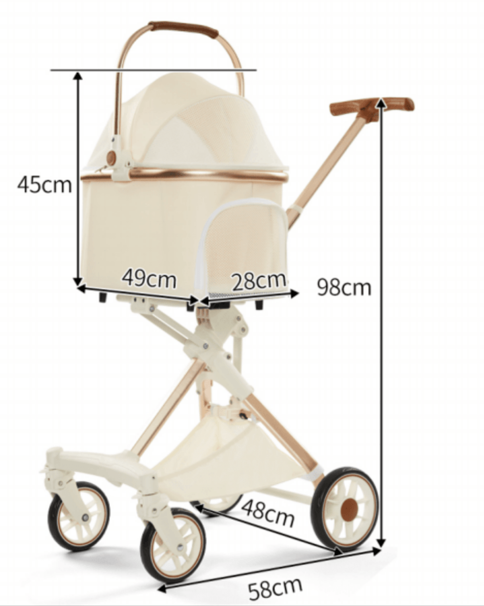 Pet Portable Foldable Dog Trolley | Small & Medium Pet Wagon - Fourdemall