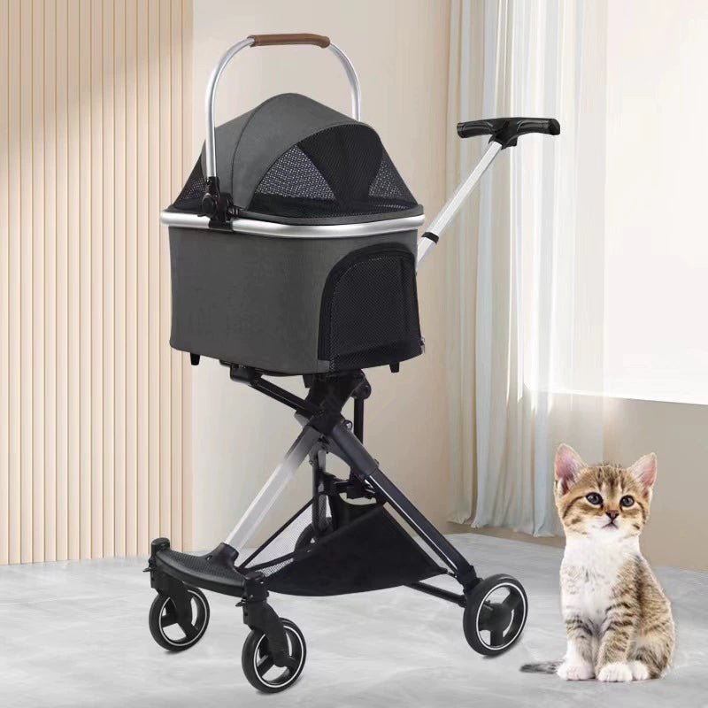 Pet Portable Foldable Dog Walking Car Dog Cat Cabas Diaper Bag Small and Medium Size Dog Cat Trolley Wagon - Fourdemall