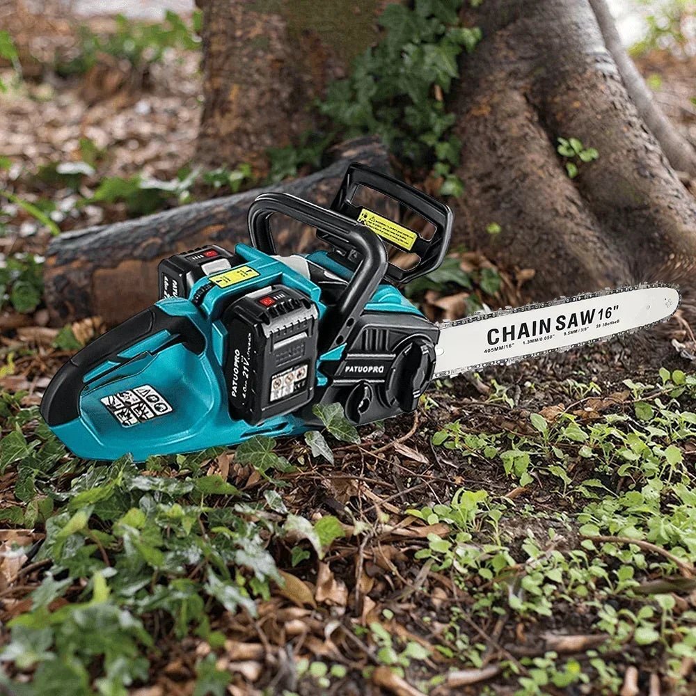 42V (21V*2) Brushless 16 Inch Cordless Electric Chainsaw Woodworking Handheld Garden Cutting Power Tools For Makita 18V Battery - Fourdemall