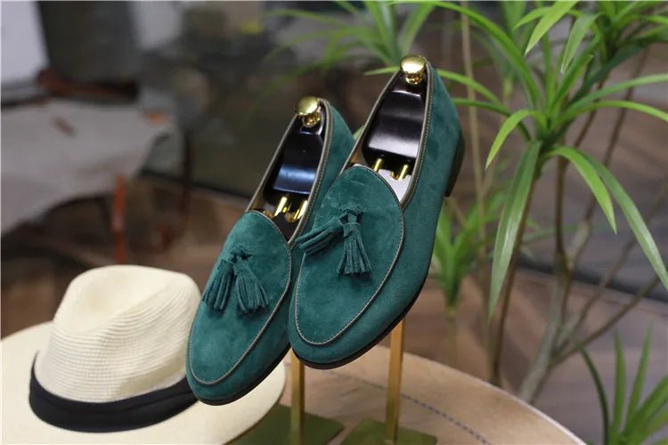 2024 Tassel Design Men Round Toe Suede Leather Flat Shoes Comfortable Genuine Leather Slip On Man Footwear Vintage Boy Shoes - Fourdemall