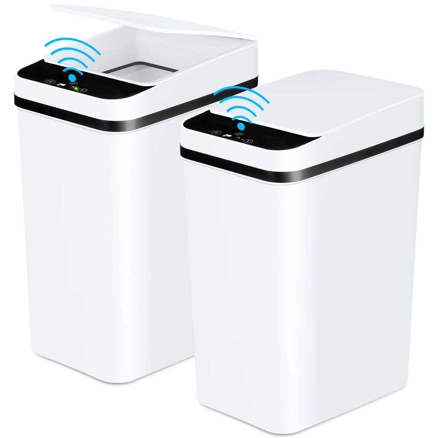 2 Pack Bathroom Automatic Trash Cans Touchless Motion Sensor Slim with Lid for Bathroom Bedroom Living Room Office Kitchen