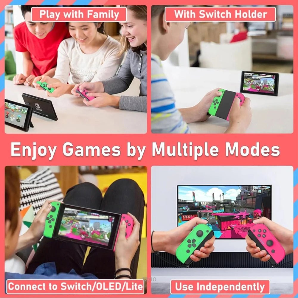 Joycons Wireless Joystick Controller For Nintendo Switch/OLED/Lite with Charging Grip Bluetooth Gamepad Wrist Strap Joy Pad - Fourdemall