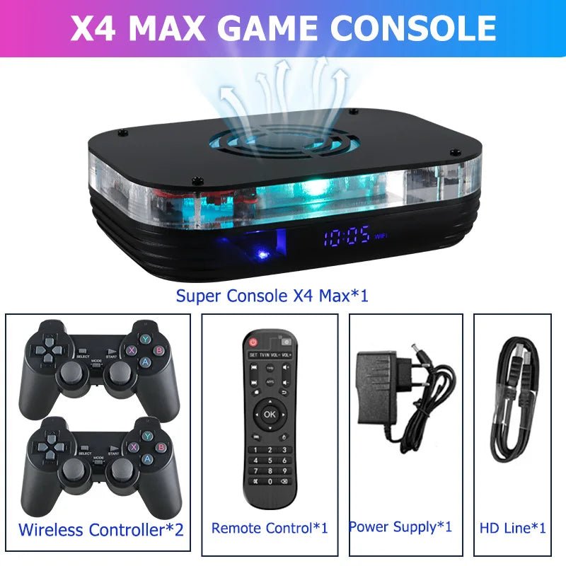 HEYNOW Amlogic S905X4 Retro Video Game Console X4 Max Super Console Android TV GAME BOX 80+ Emulator 97000+ Games 4K HD TVBox - Fourdemall