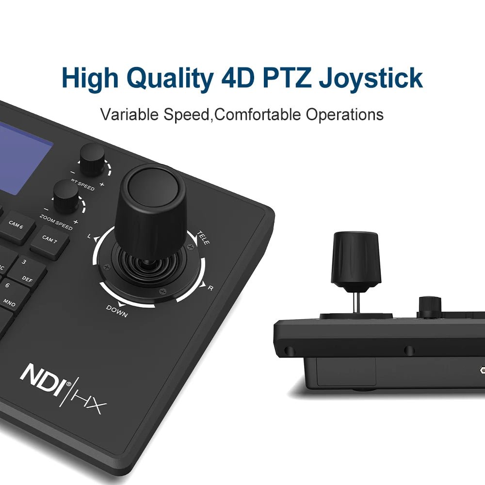 NDI PTZ Camera Joystick Controller 5'' LCD Screen 4D Joystick Controller Keyboard Support PoE Visca Onvif Peldo - d/p - Fourdemall