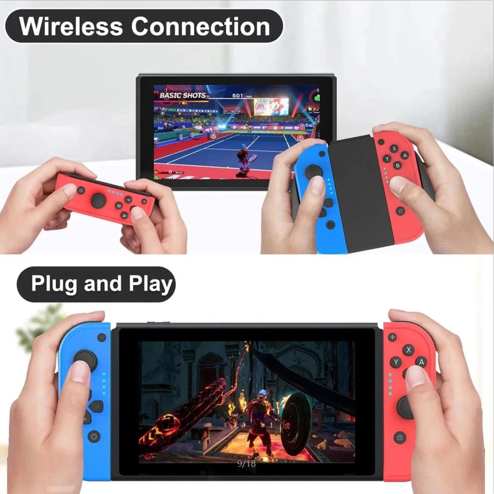 Joycons Wireless Joystick Controller For Nintendo Switch/OLED/Lite with Charging Grip Bluetooth Gamepad Wrist Strap Joy Pad - Fourdemall