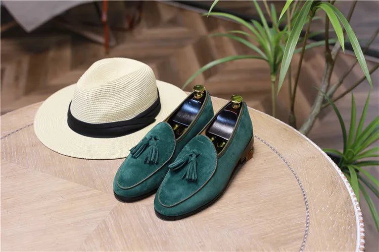 2024 Tassel Design Men Round Toe Suede Leather Flat Shoes Comfortable Genuine Leather Slip On Man Footwear Vintage Boy Shoes - Fourdemall