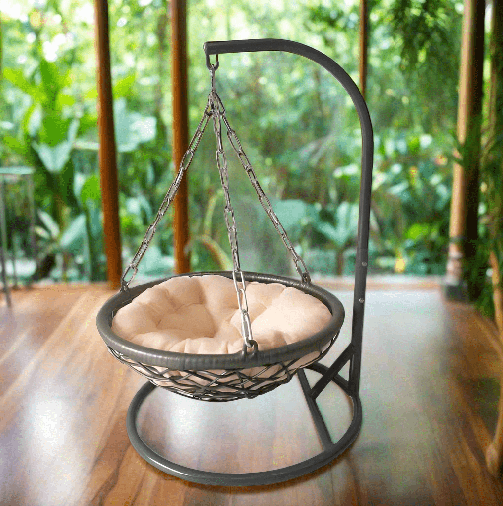 Stylish Pet Supplies Indoor Luxury Hanging rattan Swing Cat Hammock Bed - Fourdemall